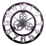 Retro Wooden Round Single-sided Gear Clock Arabic Number Wall Clock, Diameter: 70cm, Number 70cm