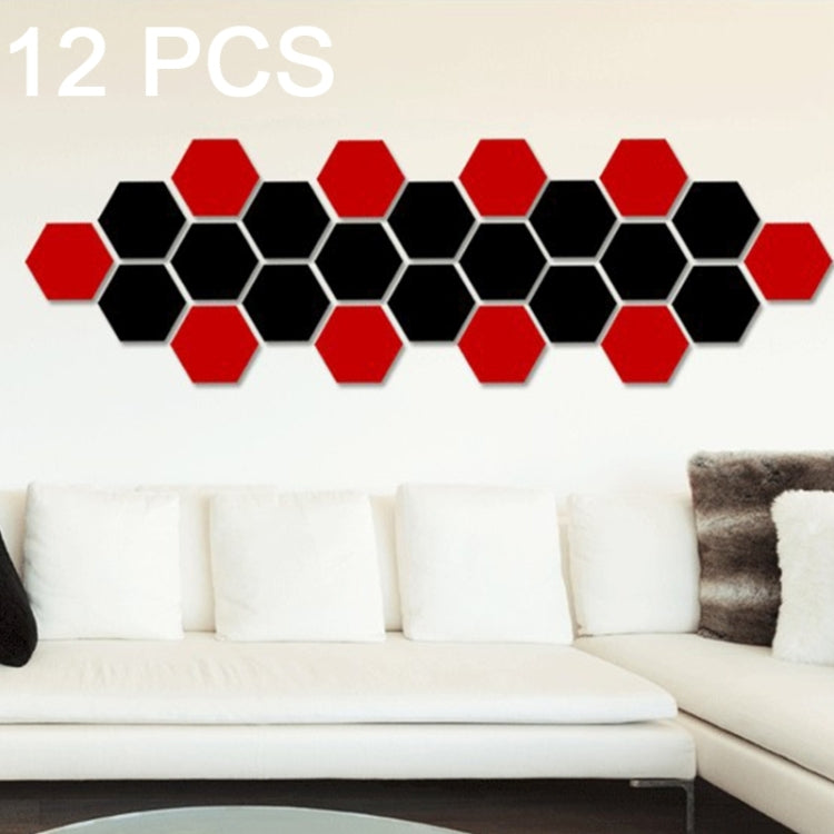 12 PCS 3D Hexagonal Mirror Wall Stickers Set, Size: 10*10cm, Size: 10*10cm (Silver), Size: 10*10cm (Black), Size: 10*10cm (Gold), Size: 10*10cm (Blue), Size: 10*10cm (Red) Size: 10*10cm (Black) Black