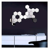 12 PCS 3D Hexagonal Mirror Wall Stickers Set, Size: 10*10cm, Size: 10*10cm (Silver), Size: 10*10cm (Black), Size: 10*10cm (Gold), Size: 10*10cm (Blue), Size: 10*10cm (Red)