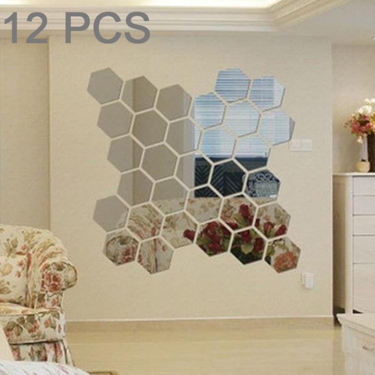 12 PCS 3D Hexagonal Mirror Wall Stickers Set, Size: 8*8cm, Size: 8*8cm(Silver), Size: 8*8cm (Black), Size: 8*8cm(Gold), Size: 8*8cm(Blue), Size: 8*8cm(Red) Size: 8*8cm(Silver) Silver