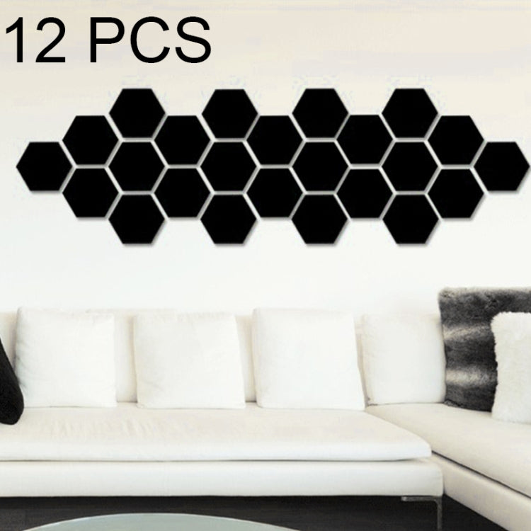 12 PCS 3D Hexagonal Mirror Wall Stickers Set, Size: 4*4cm, Size: 4*4cm (Black), Size: 4*4cm (Gold), Size: 4*4cm (Silver) Size: 4*4cm (Black) Black