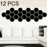 12 PCS 3D Hexagonal Mirror Wall Stickers Set, Size: 4*4cm, Size: 4*4cm (Black), Size: 4*4cm (Gold), Size: 4*4cm (Silver) Size: 4*4cm (Black) Black