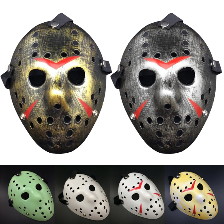 Halloween Party Cool Thicken Jason Mask, Fluorescent Green, Gold, Red + White, Silver