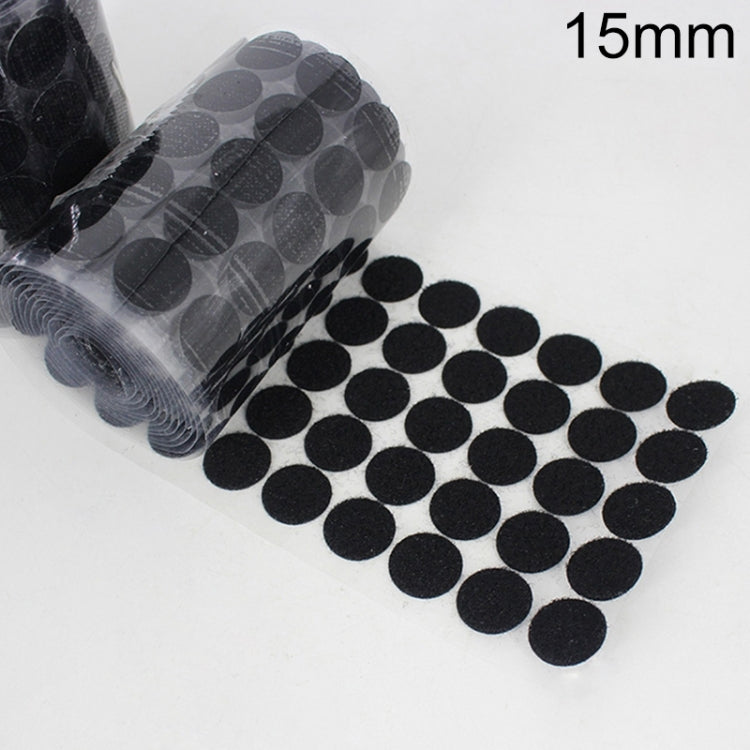 1000 PCS 16mm Round Nylon Adhesive Hook and Loop Fastener, 15mm (Black), 15mm (White) 15mm (Black) Black