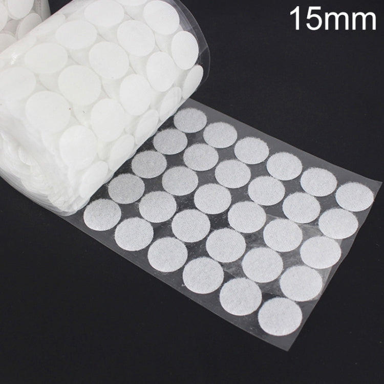 1000 PCS 16mm Round Nylon Adhesive Hook and Loop Fastener, 15mm (Black), 15mm (White) 15mm (White) White