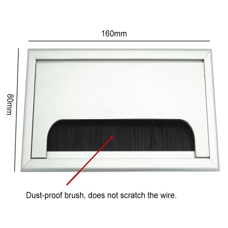 8x16cm Desk Dustproof Aluminum Wire Box Threading Box with Brush, 8x16cm