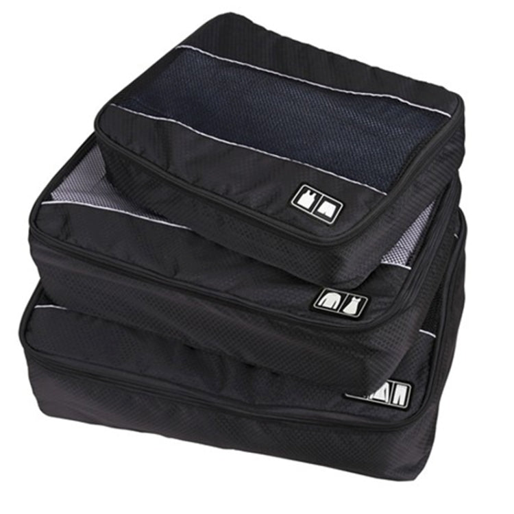 3 PCS / Sets Multi-function Football Texture 210D Polyester Waterproof Travel Clothes Underwear Storage Bag Black