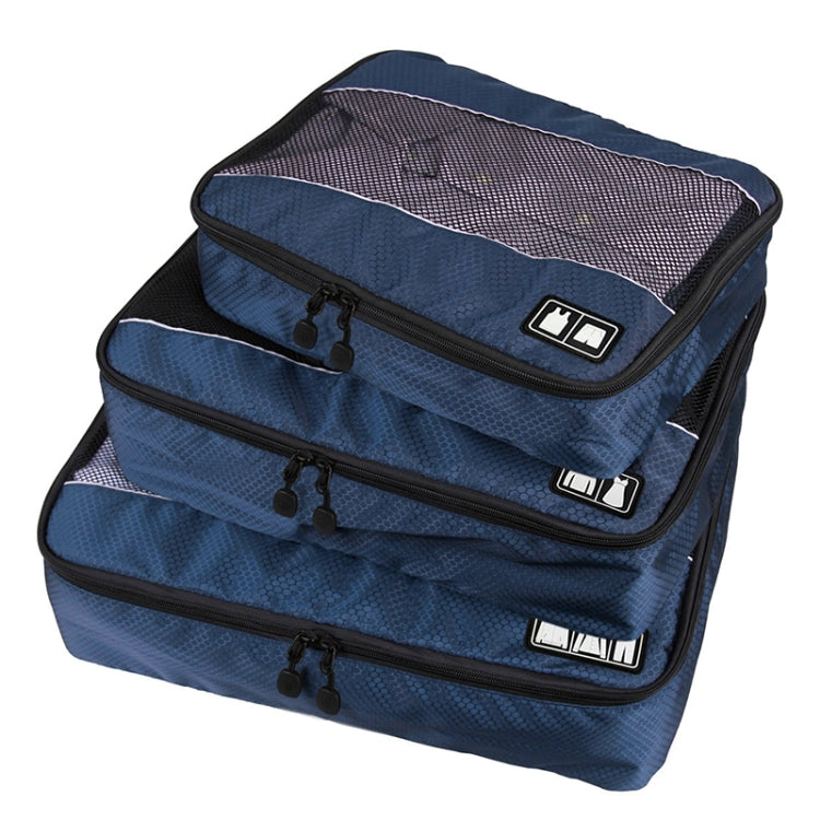 3 PCS / Sets Multi-function Football Texture 210D Polyester Waterproof Travel Clothes Underwear Storage Bag Dark Blue