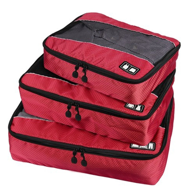 3 PCS / Sets Multi-function Football Texture 210D Polyester Waterproof Travel Clothes Underwear Storage Bag Red