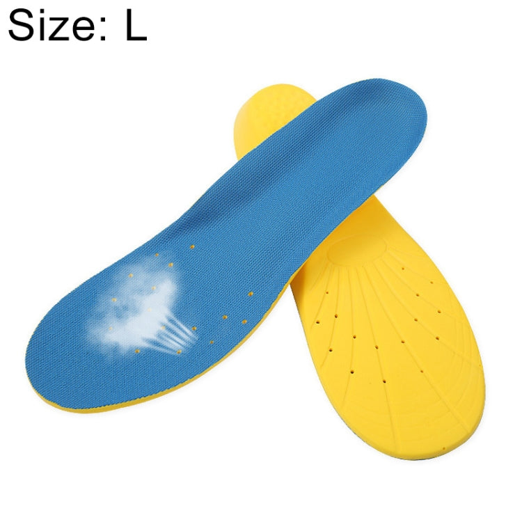 1 Pair PU Breathable Soft Sports Shock-absorbing Insole Sweat-absorbent Foot Pad Elastic Shoe Insert, Size: L(8-12 Yards), Size: L(8-12 Yards) Size: L(8-12 Yards) Blue
