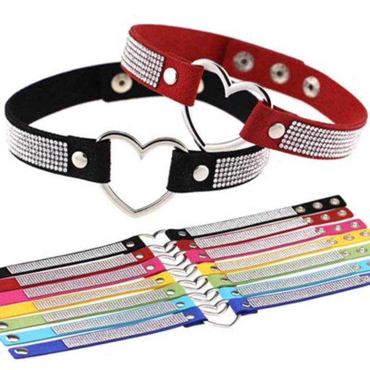 Japanese Harajuku Rhinestone Heart Shape Punk Collar Fashion Female Choker Necklace, Random Color Delivery, TXXQ03