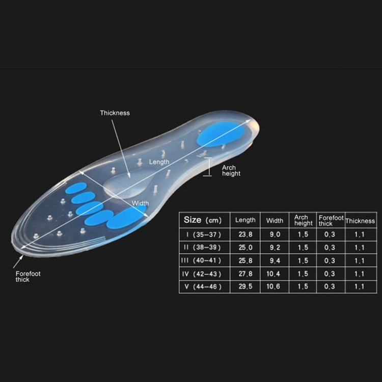 1 Pair Transparent Cushioning Silica Gel Insoles Size: 44-46yards, Size: 44-46yards