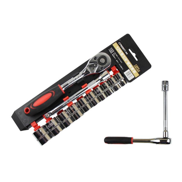 12 in 1 3/8 Interface Ratchet Wrench Set Car Repair Combination Hardware Toolbox, 12 PCS 3/8 Interface 12 PCS 3 8 Interface