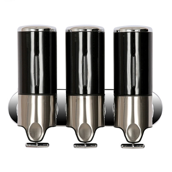 Triple Hotel Shower Manual Dispenser Wall Mounted Washing Liquid Shampoo Soap Bottle, Capacity: 1200ml, 1200ml/White, 1200ml/Black, 1200ml/Gold, 1200ml/Red, 1200ml/Silver, 1200ml/Transparent