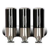 Triple Hotel Shower Manual Dispenser Wall Mounted Washing Liquid Shampoo Soap Bottle, Capacity: 1200ml, 1200ml/White, 1200ml/Black, 1200ml/Gold, 1200ml/Red, 1200ml/Silver, 1200ml/Transparent