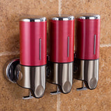 Triple Hotel Shower Manual Dispenser Wall Mounted Washing Liquid Shampoo Soap Bottle, Capacity: 1200ml, 1200ml/White, 1200ml/Black, 1200ml/Gold, 1200ml/Red, 1200ml/Silver, 1200ml/Transparent
