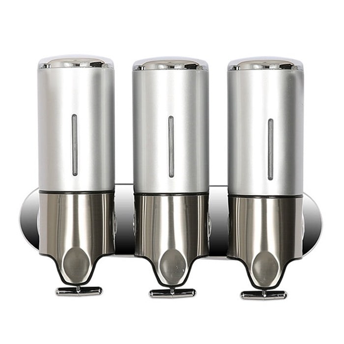 Triple Hotel Shower Manual Dispenser Wall Mounted Washing Liquid Shampoo Soap Bottle, Capacity: 1200ml, 1200ml/White, 1200ml/Black, 1200ml/Gold, 1200ml/Red, 1200ml/Silver, 1200ml/Transparent