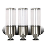 Triple Hotel Shower Manual Dispenser Wall Mounted Washing Liquid Shampoo Soap Bottle, Capacity: 1200ml, 1200ml/White, 1200ml/Black, 1200ml/Gold, 1200ml/Red, 1200ml/Silver, 1200ml/Transparent