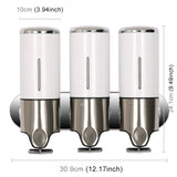 Triple Hotel Shower Manual Dispenser Wall Mounted Washing Liquid Shampoo Soap Bottle, Capacity: 1200ml, 1200ml/White, 1200ml/Black, 1200ml/Gold, 1200ml/Red, 1200ml/Silver, 1200ml/Transparent