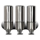 Triple Hotel Shower Manual Dispenser Wall Mounted Washing Liquid Shampoo Soap Bottle, Capacity: 1200ml, 1200ml/Stainless Steel 1200ml Stainless Steel