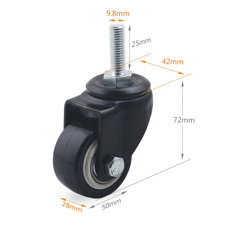 2 PCS 2 inch Furniture Cabinet Coffee Table Silent Screw Universal Wheel, 2 inch Screw Universal Wheel