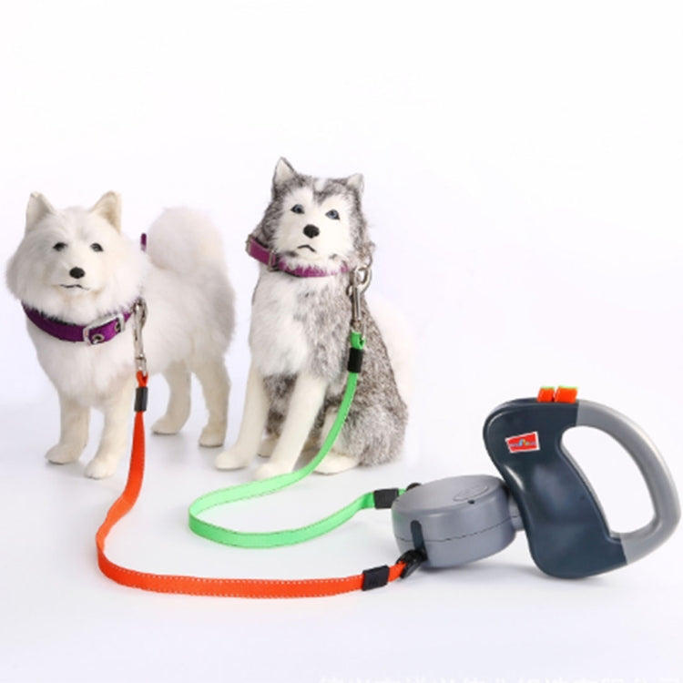 Two-headed Creative Automatic Retractable Pet Traction Rope Grey