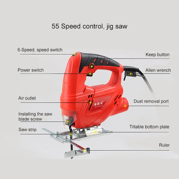 220V Jig Saw Electric Saw Woodworking Electric Tools Multifunction Chainsaw Hand Saws Wood Cutting Machine With Lase & 10 Saw Blader, 55 Upgrade Models