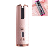 USB Charging Automatic Hair Curler Portable Mini Wireless Multi-function Curling Iron with LCD Display Pink