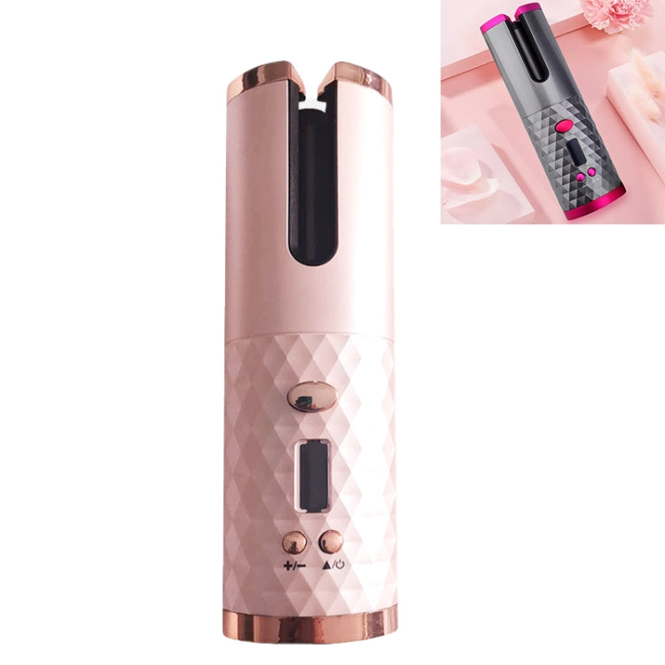 USB Charging Automatic Hair Curler Portable Mini Wireless Multi-function Curling Iron with LCD Display Pink