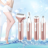 4 In 1 USB Rechargeable Vibrissa Eyebrows Trimmer Body Hair Denuding Machine Set with USB Cable, 4 In 1