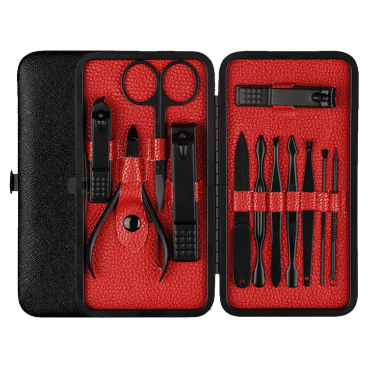 12 in 1 Advanced Stainless Nail Care Clipper Pedicure Manicure Kits with Leather Case, Red+Black, Yellow+Black Red+Black Red+Black