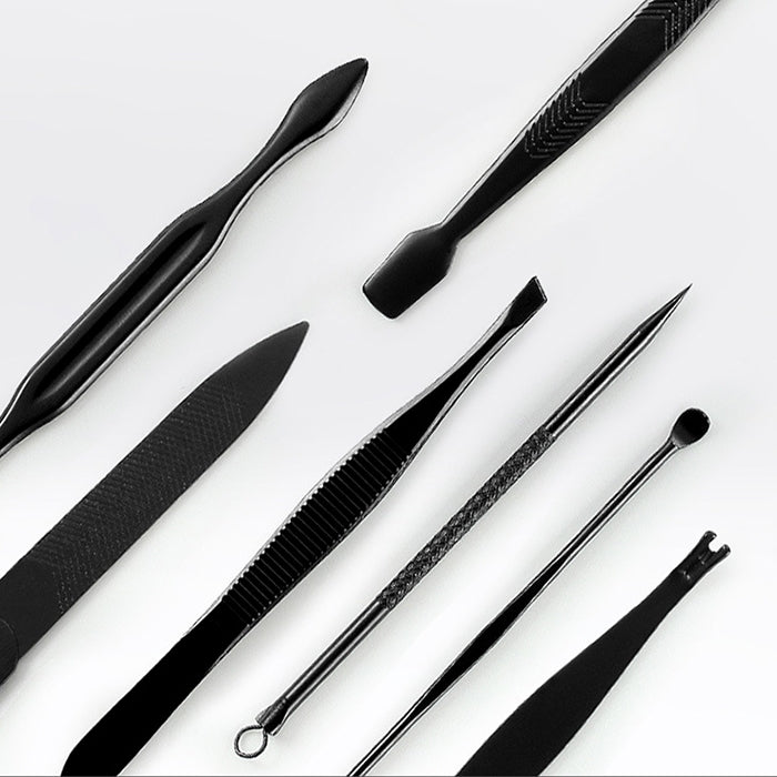 12 in 1 Advanced Stainless Nail Care Clipper Pedicure Manicure Kits with Leather Case, Red+Black, Yellow+Black