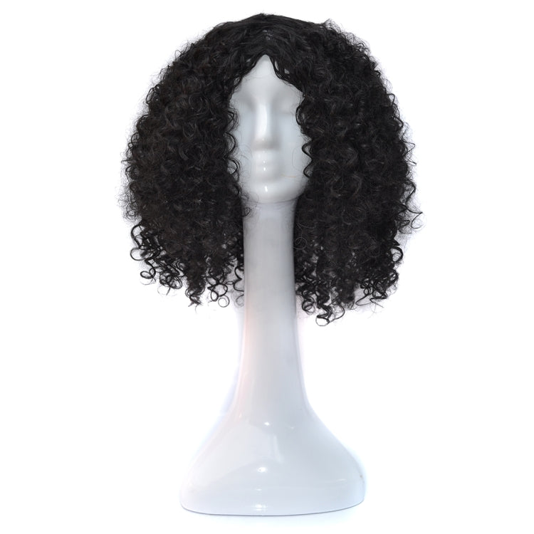 T191006 European and American Wig Headgear with Short and Small Curly Hair for Women Black