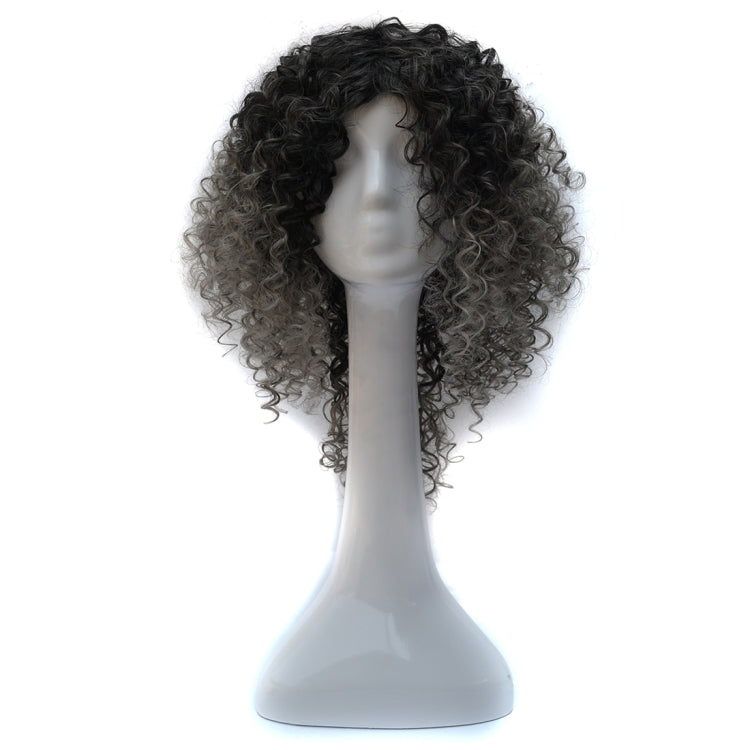 T191006 European and American Wig Headgear with Short and Small Curly Hair for Women Dark Gray