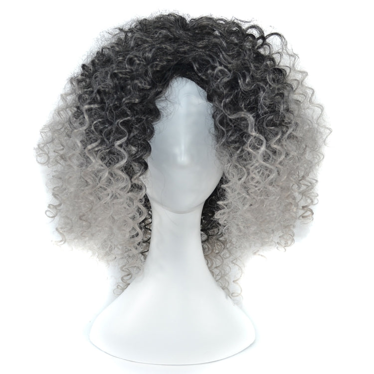 T191006 European and American Wig Headgear with Short and Small Curly Hair for Women Light Grey
