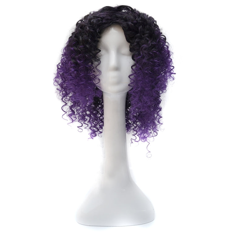 T191006 European and American Wig Headgear with Short and Small Curly Hair for Women Purple