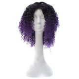 T191006 European and American Wig Headgear with Short and Small Curly Hair for Women Purple