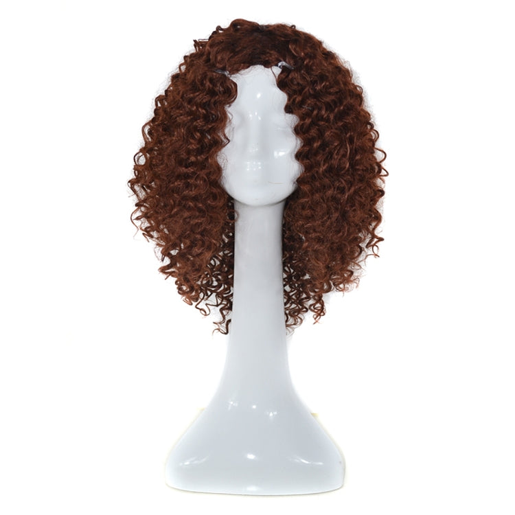 T191006 European and American Wig Headgear with Short and Small Curly Hair for Women Dark Brown