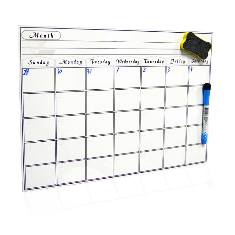 Magnetic Monthly Planner Refrigerator Magnet PET Magnetic Soft Whiteboard, Size: 29.7cm x 42cm, Monthly Plan
