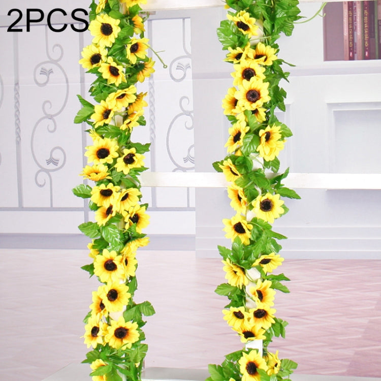 2 PCS Sunflower Artificial Flower Interior Background Wall Window Decoration, Length: 2.6m, Sunflower Flower Sunflower Flower