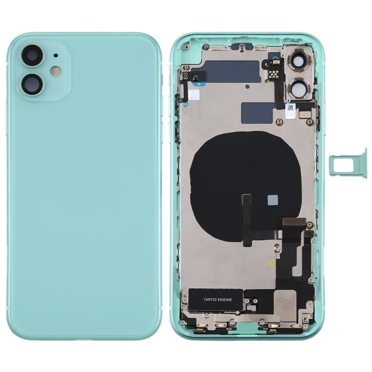Battery Back Cover Assembly (with Side Keys & Power Button + Volume Button Flex Cable & Wireless Charging Module & Motor & Charging Port & Speaker Ringer Buzzer & Card Tray & Camera Lens Cover) for iPhone 11, For iPhone 11, For iPhone 11(Assembly) For iPhone 11(Assembly) Green