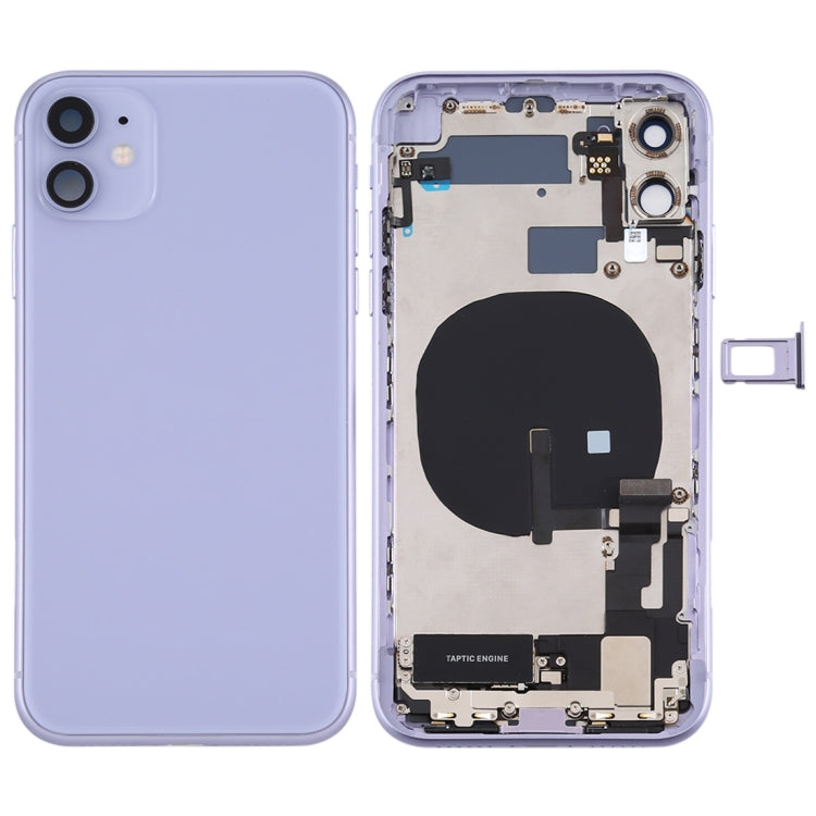 Battery Back Cover Assembly (with Side Keys & Power Button + Volume Button Flex Cable & Wireless Charging Module & Motor & Charging Port & Speaker Ringer Buzzer & Card Tray & Camera Lens Cover) for iPhone 11, For iPhone 11, For iPhone 11(Assembly)
