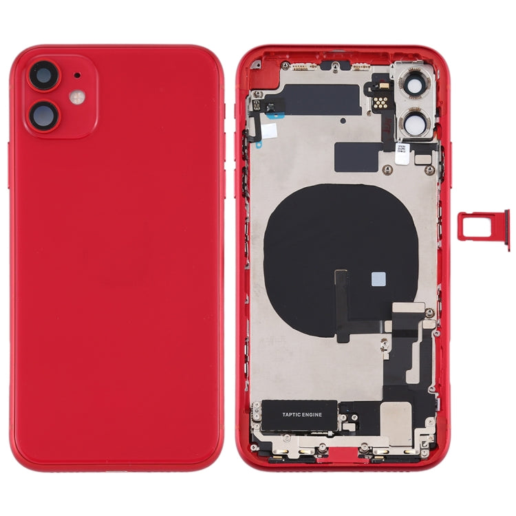 Battery Back Cover Assembly (with Side Keys & Power Button + Volume Button Flex Cable & Wireless Charging Module & Motor & Charging Port & Speaker Ringer Buzzer & Card Tray & Camera Lens Cover) for iPhone 11, For iPhone 11, For iPhone 11(Assembly) For iPhone 11(Assembly) Red