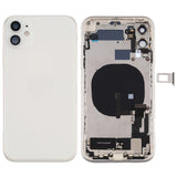 Battery Back Cover Assembly (with Side Keys & Power Button + Volume Button Flex Cable & Wireless Charging Module & Motor & Charging Port & Speaker Ringer Buzzer & Card Tray & Camera Lens Cover) for iPhone 11, For iPhone 11, For iPhone 11(Assembly) For iPhone 11(Assembly) White