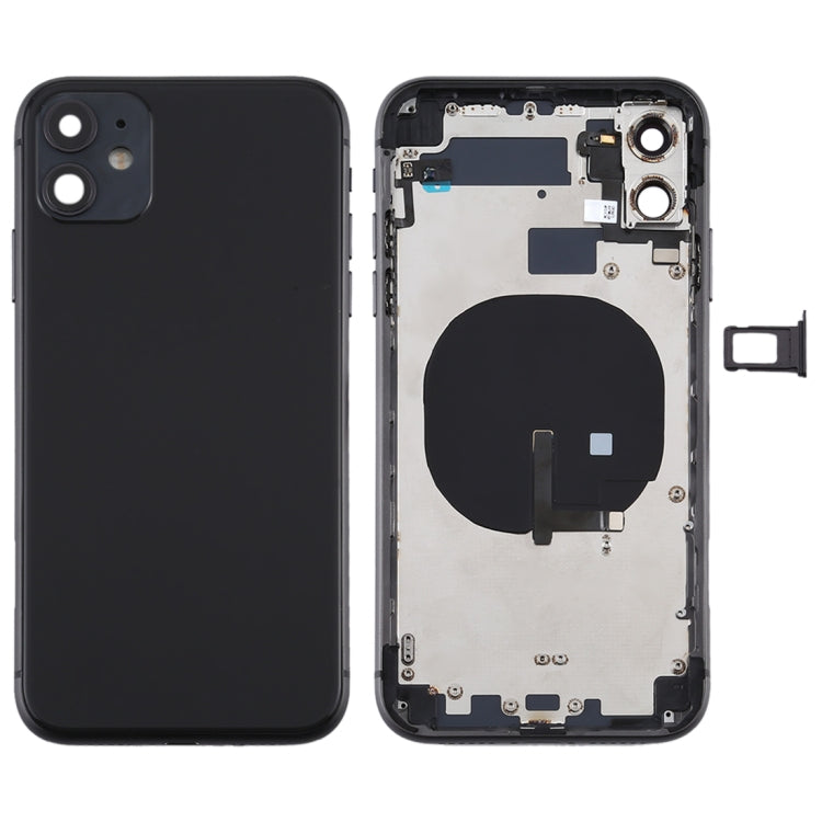 Battery Back Cover (with Side Keys & Card Tray & Power + Volume Flex Cable & Wireless Charging Module) for iPhone 11, For iPhone 11
