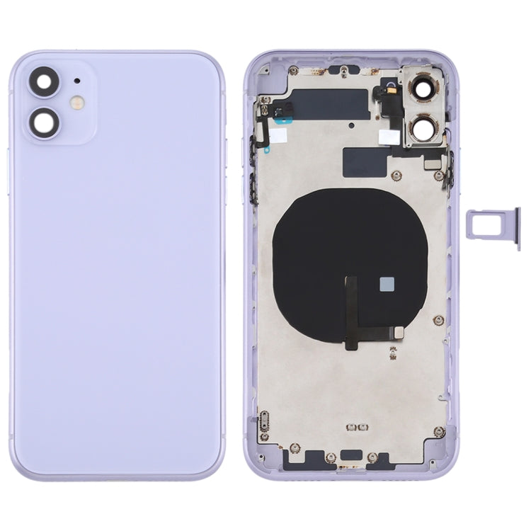 Battery Back Cover (with Side Keys & Card Tray & Power + Volume Flex Cable & Wireless Charging Module) for iPhone 11, For iPhone 11