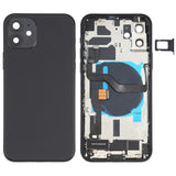 Battery Back Cover Assembly (with Side Keys & Speaker Ringer Buzzer & Motor & Camera Lens & Card Tray & Power Button + Volume Button + Charging Port & Wireless Charging Module) for iPhone 12, For iPhone 12(Assembly) For iPhone 12(Assembly) Black