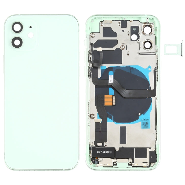 Battery Back Cover Assembly (with Side Keys & Speaker Ringer Buzzer & Motor & Camera Lens & Card Tray & Power Button + Volume Button + Charging Port & Wireless Charging Module) for iPhone 12, For iPhone 12(Assembly) For iPhone 12(Assembly) Green
