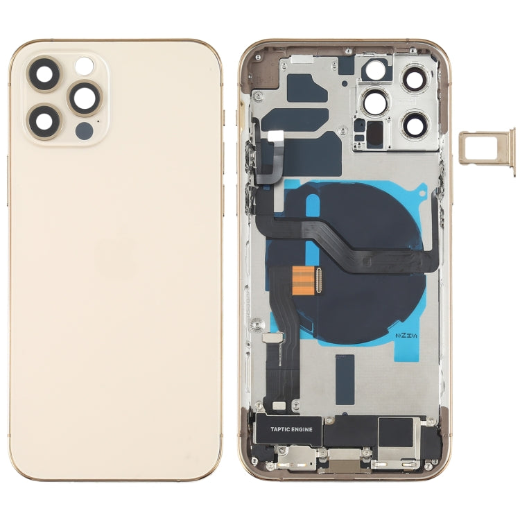 Battery Back Cover Assembly (with Side Keys & Speaker Ringer Buzzer & Motor & Camera Lens & Card Tray & Power Button + Volume Button + Charging Port & Wireless Charging Module) for iPhone 12 Pro, For iPhone 12 Pro(Black), For iPhone 12 Pro(Gold)       ... For iPhone 12 Pro(Gold) Gold