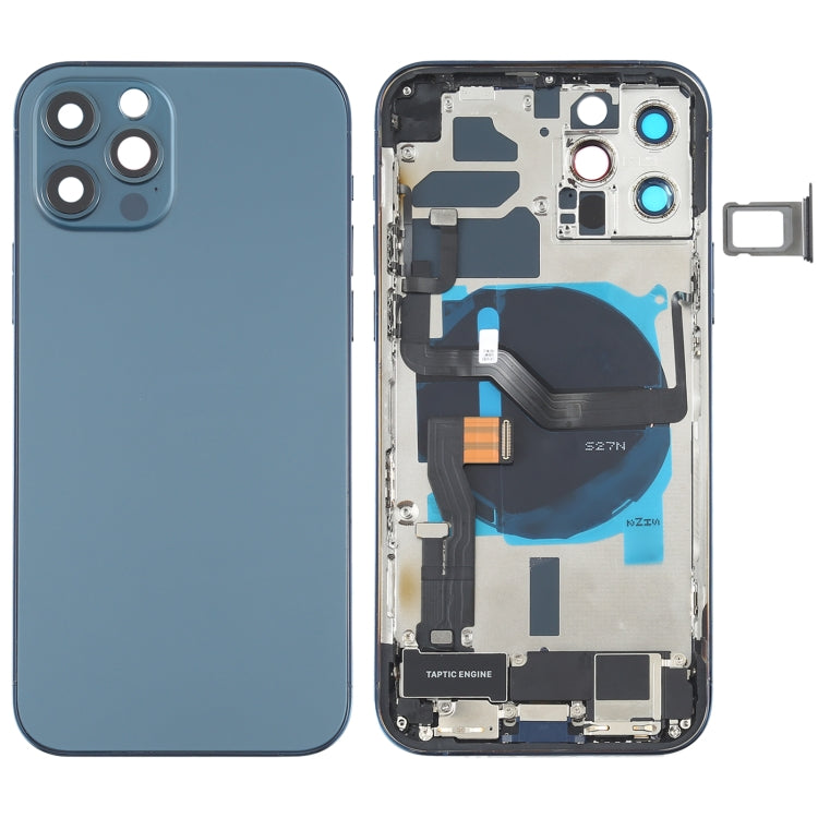 Battery Back Cover Assembly (with Side Keys & Speaker Ringer Buzzer & Motor & Camera Lens & Card Tray & Power Button + Volume Button + Charging Port & Wireless Charging Module) for iPhone 12 Pro, For iPhone 12 Pro(Black), For iPhone 12 Pro(Gold)       ... For iPhone 12 Pro(Blue) Blue